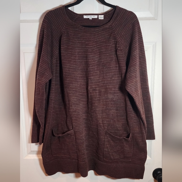 Eight Eight Eight Woman Brown Striped Sweater with Pockets 2X - Picture 1 of 5